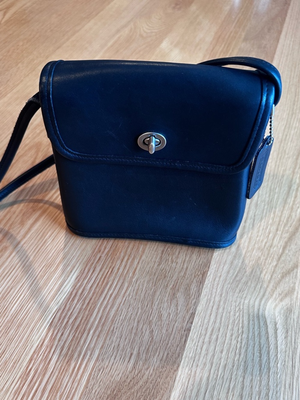 Vintage Coach Black Leather Crossbody Bag